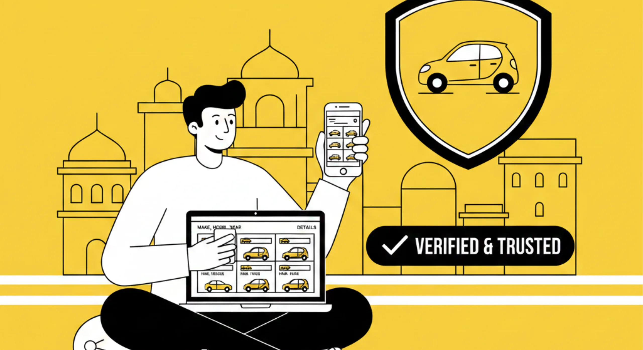 Test driving a pre-owned vehicle while buying used cars online safely in India